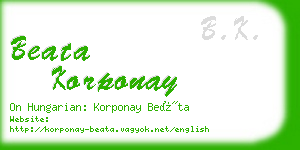 beata korponay business card